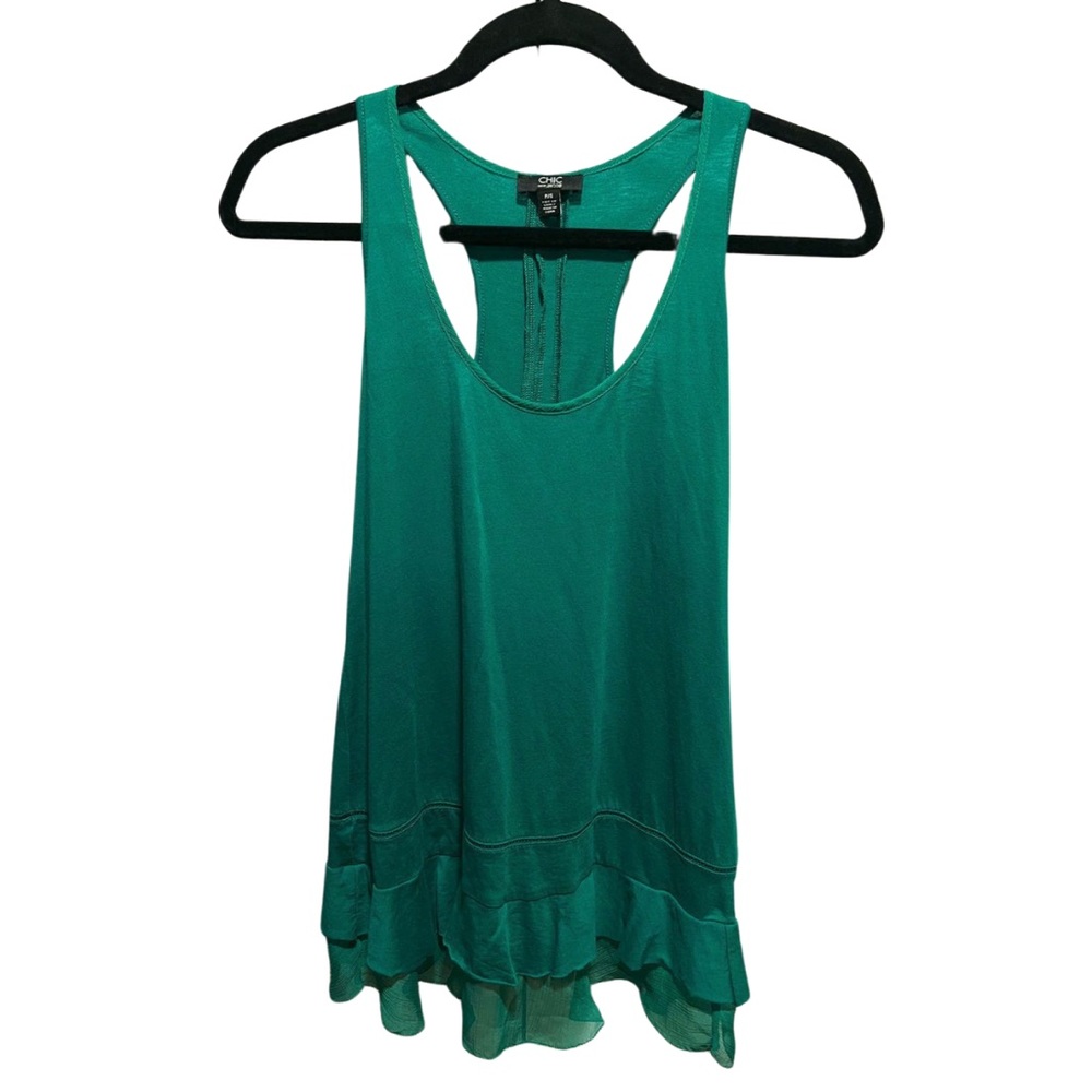 Jacob Chic Green Ruffle Tank Y2K